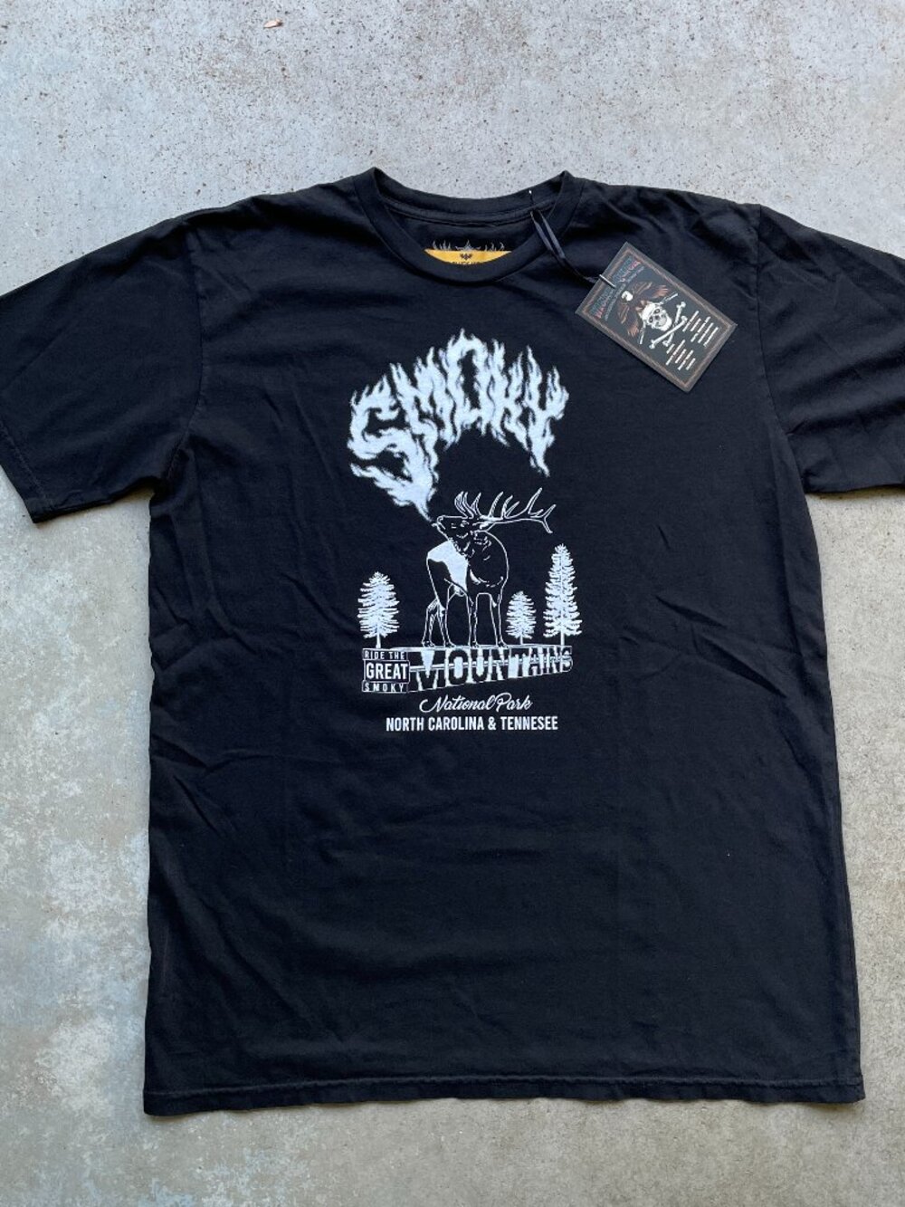 Wicked Quick GREAT SMOKEY MOUNTAINS - MEN'S SLUB T-Shirt Blk Size Medium